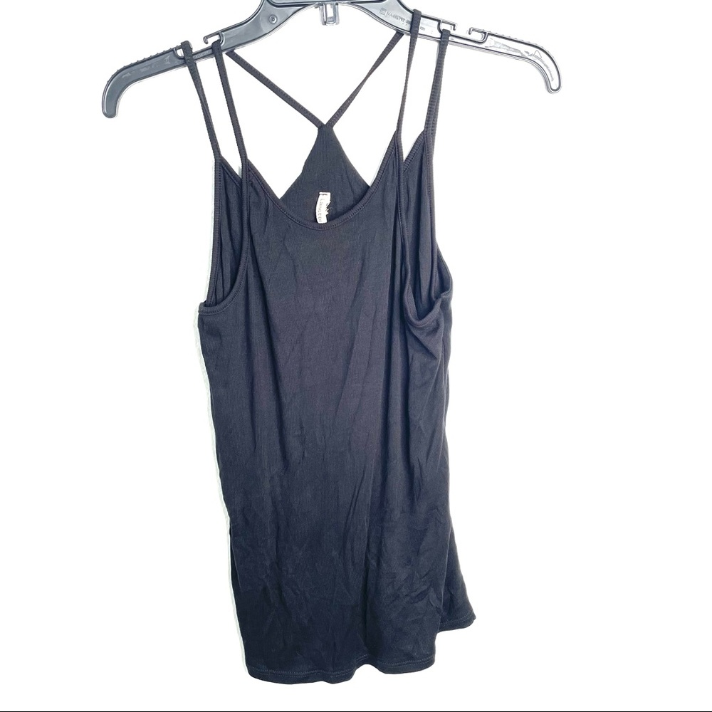 Lanston Top Size Small Womens Black Tank Layered Racerback Gym New With Tags